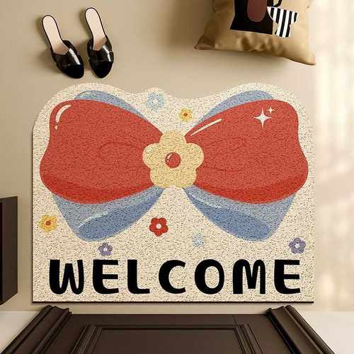 马耳他可垫高级轻奢防滑裁剪感家用大门口蝴蝶结入户脚垫地垫地毯