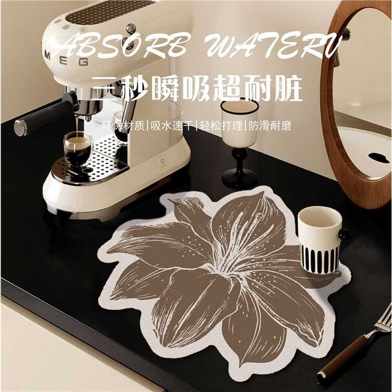 冰岛吸水厨房餐垫香风餐具高级免洗小黑色垫杯碗筷垫隔热法式感餐