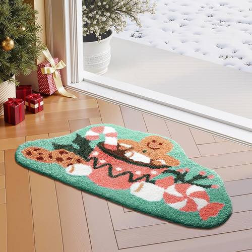 跨境出口东南亚跨境亚马逊新款热销圣诞节日装饰仿羊绒地垫卧室