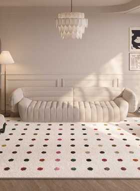Cdiscount奶油吸水地毯彩色客厅地毯风圆点全铺防滑INS羊绒隔凉全