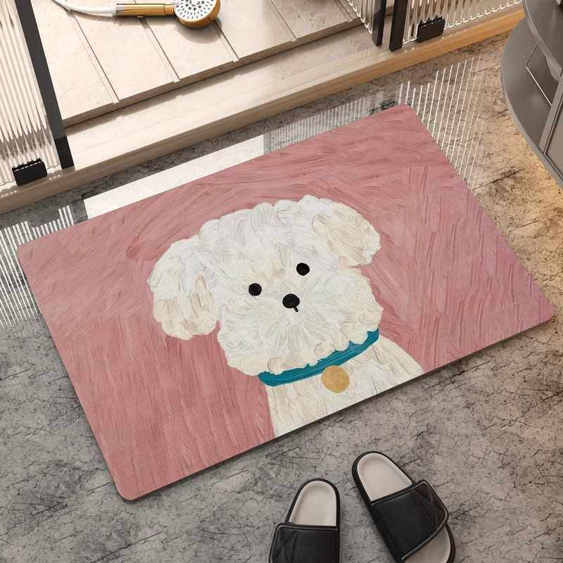 小狗耐脏卫生间脚垫风垫硅藻吸水门地垫门口浴室泥油画速干防滑