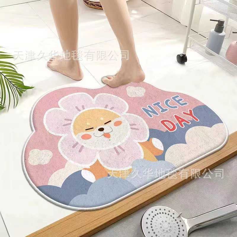 Fnac卫生间羊绒透气异形风脚垫吸湿防滑浴室脚垫地垫卡通洗手台可