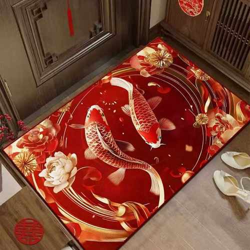 德国红色地毯中式打理新地垫入户门耐磨玄关家用耐脏脚垫易锦鲤进