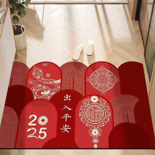 欧洲乔迁之喜入户垫防滑蛇玄关硅藻脚垫年地垫门口大吉红门泥新年