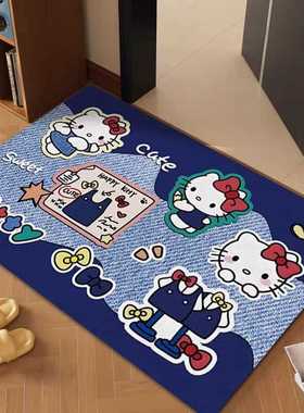 MyDeal复古进门玄关绒牛仔水晶卡通地毯门口入户门地垫除尘感脚垫