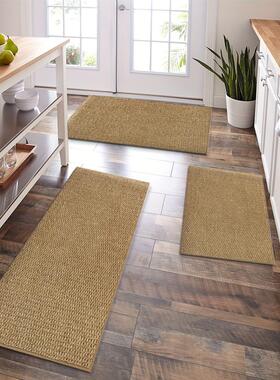 SHOPEE剑麻可机纯色地毯防滑丙纶简约长条洗Temu代发耐磨地毯厨房