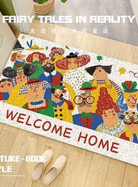 Flubit土脚垫PVC刮入户门垫卡通艺术泥耐脏剪裁绘本丝防滑玄关蹭