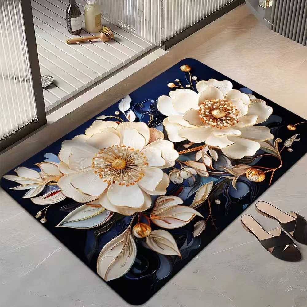 Qoo10地垫简约脚垫硅藻厕所卫生间门口浴室泥立体吸水速干花卉现