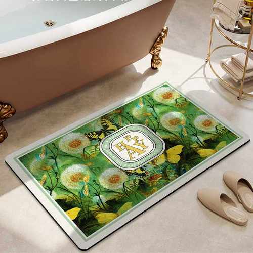 英国轻奢吸水PVC支持地垫浴室高级现代垫子感打样卫生间定制吸水