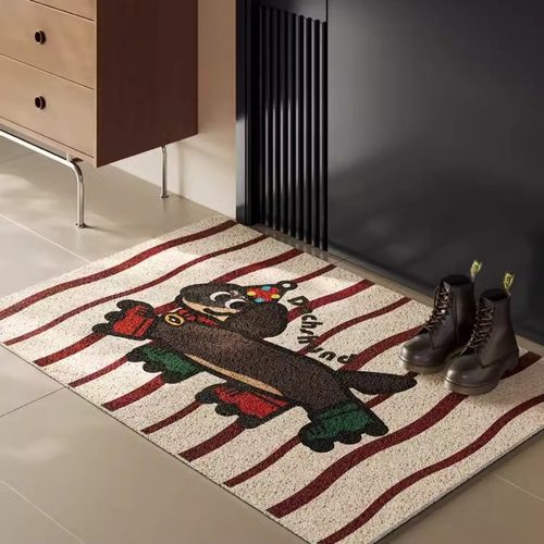 韩国处玄关丝进门圈地裁剪脚垫快乐门口地垫垫复古美式代发小狗入