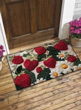 复古柔软草莓地垫易打理花门口耐脏卫生间羊绒地垫装饰浴室地垫