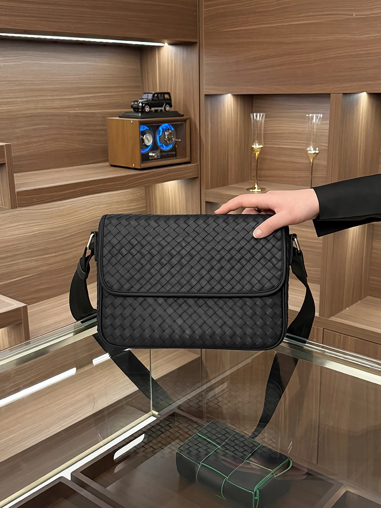 Kişi üçün dəri çarpaz çanta, toxunma kvadrat biznes üslubu