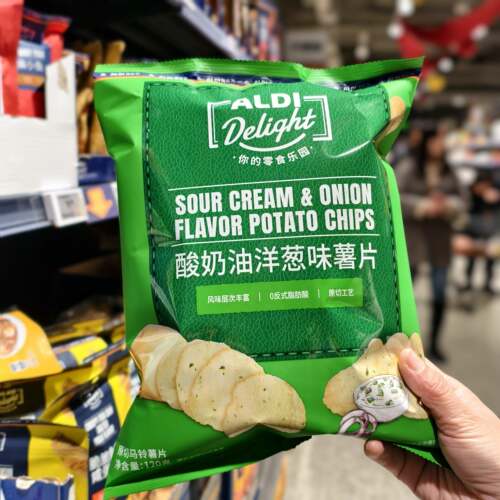 aldi奥乐齐酸奶油洋葱味薯片120g原切工艺0反式脂肪酸超市代购