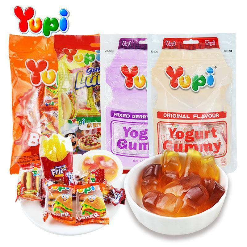 印尼汉堡软糖进口优皮Yupi儿童薯条披萨套餐创意造型水果橡皮糖果