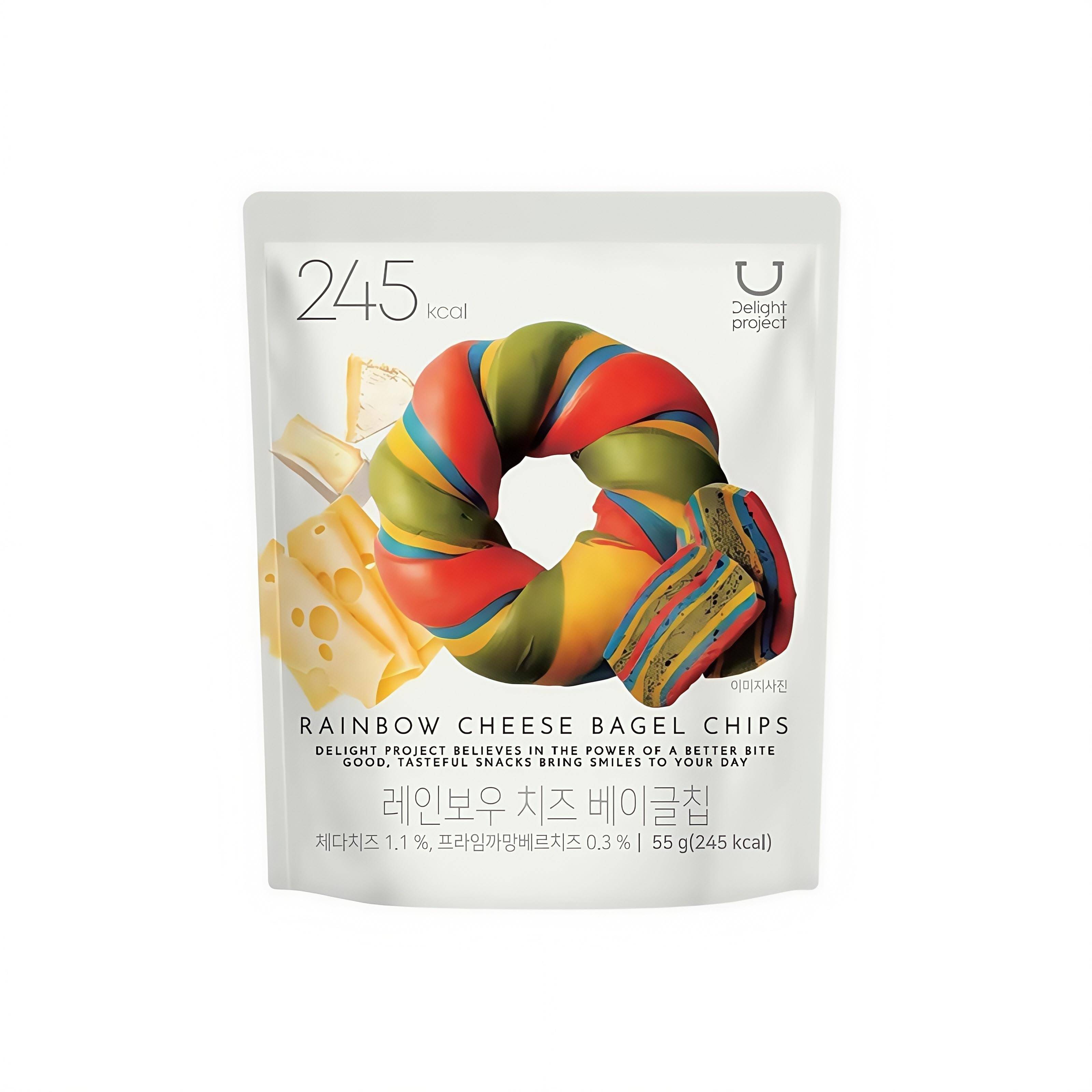 韩国oliveyoung限定发售彩虹贝果干民画版片低卡零食明星同款代购