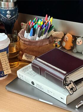 新款小众纯黑巧克力色M5活页本高颜值不撞款便携随身笔记本手账本