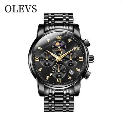 欧利时男款机械表钢带防水腕表