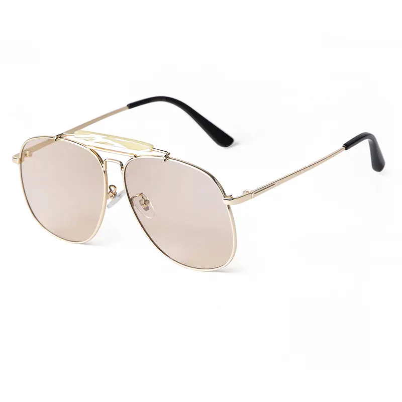 欧美时尚双梁飞行员墨镜蛤蟆镜女士高级感显脸小金属风太阳镜