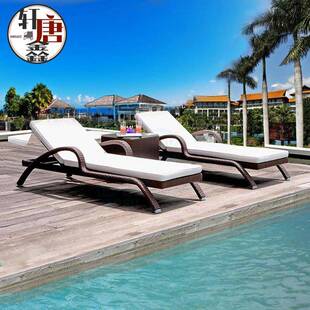 户外休闲XT0916藤滩编躺床室外沙店游泳躺池庭院别墅防酒水防晒椅