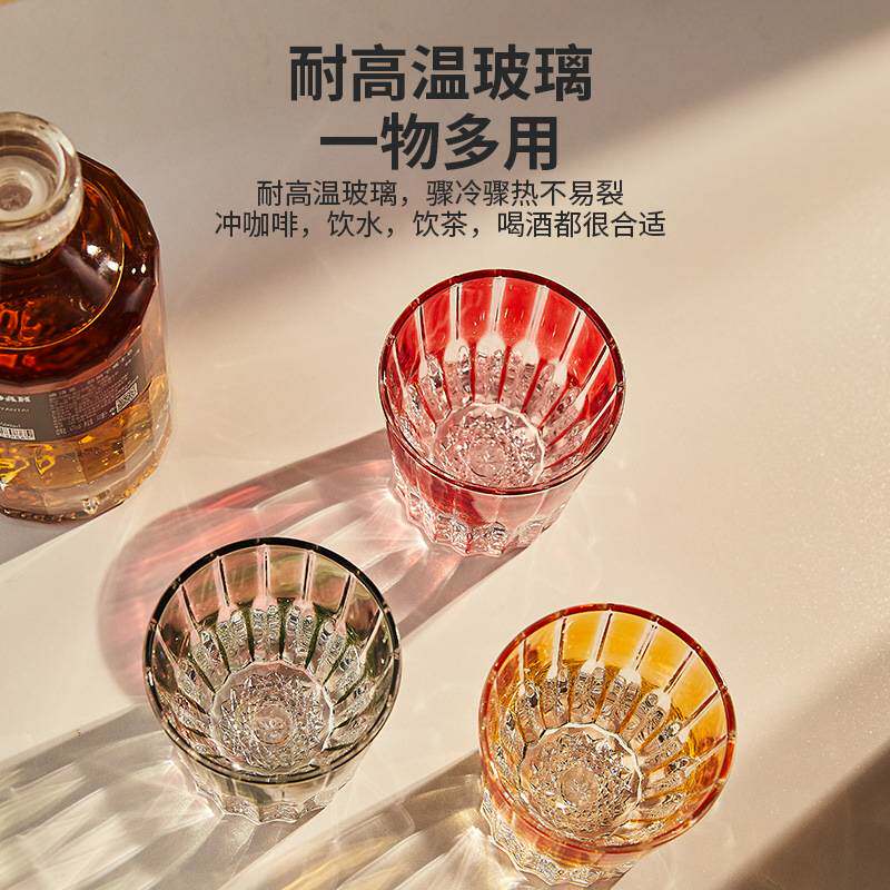 ins风高颜值精美江户切子水晶玻璃杯威士忌酒吧餐厅冷饮热开水杯