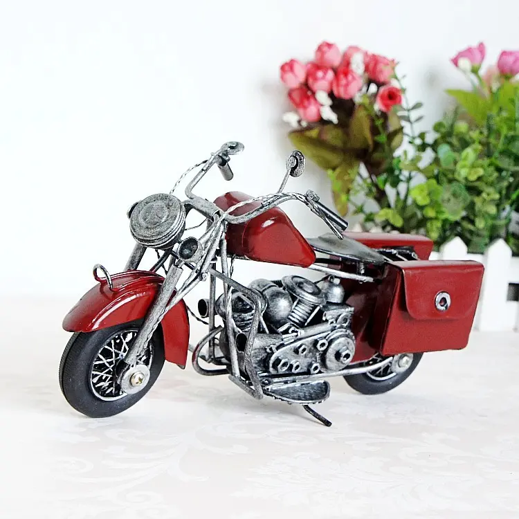 特价节日礼物做旧金属铁皮摩托车模型家居模型送男孩三款入100306