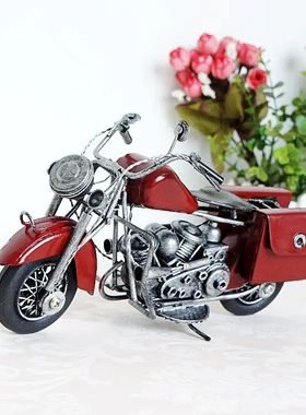 特价节日礼物做旧金属铁皮摩托车模型家居模型送男孩三款入100306