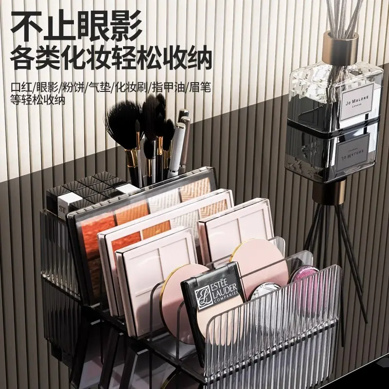 眼影收纳盒透明亚克力化妆品桌面梳妆台分格盒唇釉置物架子