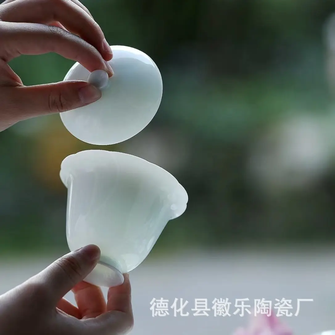 意叁仿宋湖田窑影青瓷色釉中式复用办公送礼水云青莲茶具套装