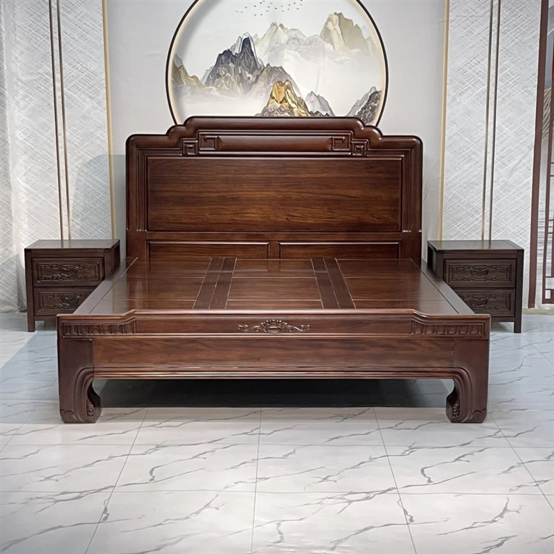北美黑胡桃全实木床榫卯结构中式古典主卧婚床N双人1.8米古典家具