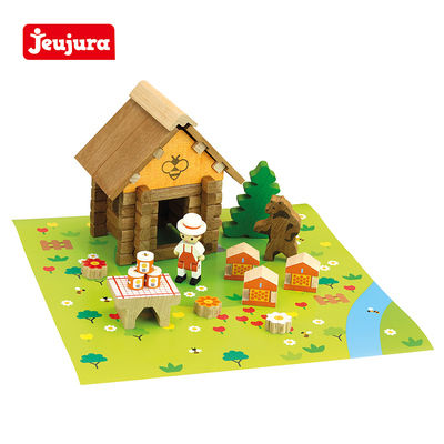 jeujura实木蜜蜂小屋益智积木