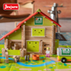 jeujura农场法国积木益智拼装 玩具小屋实木房子积木拼图儿童5岁