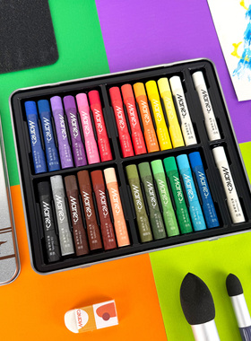 马利重彩油画棒diy画绘画纸刮刀工具套装软性白色蜡笔安全儿童幼儿园24色生日礼物小学生美术专用画笔