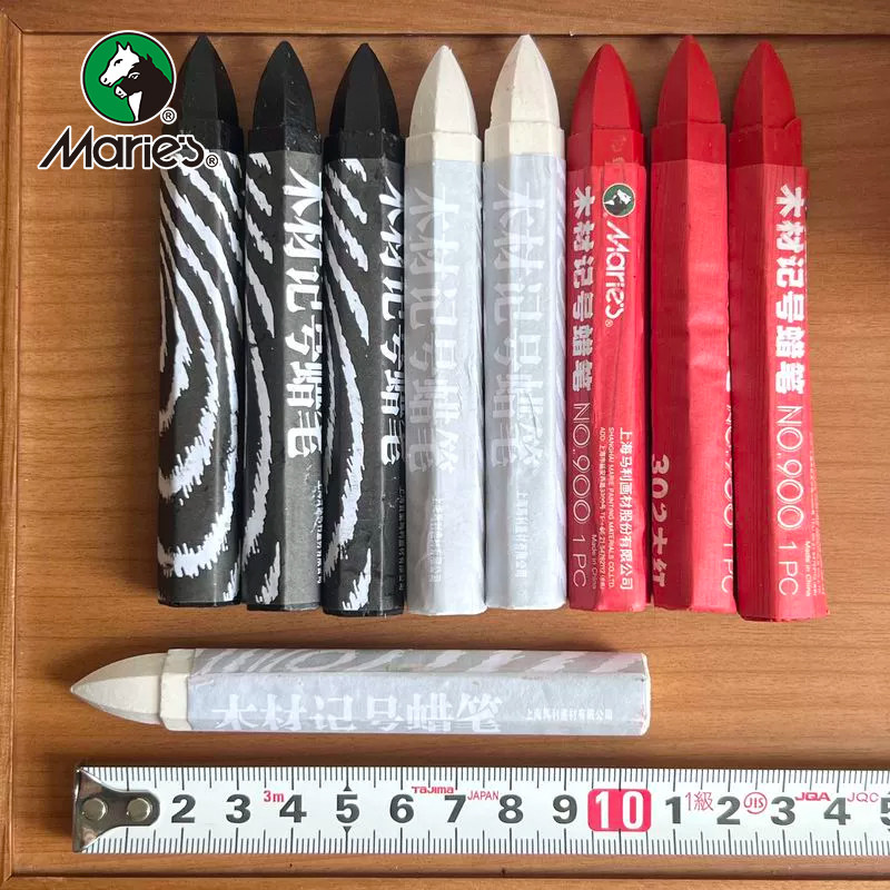 马利木材记号蜡笔多功能木材笔木工记号笔黑色工业蜡笔红色大蜡笔白色轮胎记号腊笔石材标记蜡笔50支装