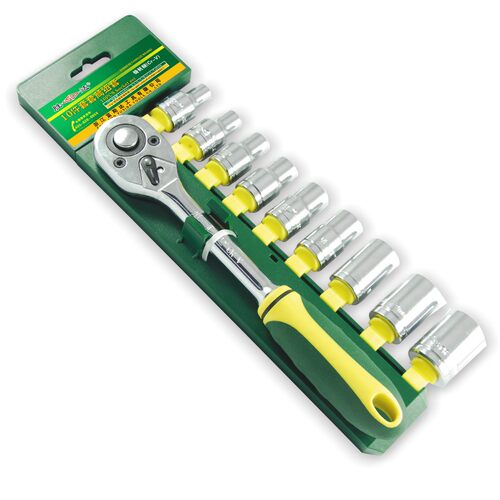胜达工具 1/2寸10件塑夹套筒工具套装 机修汽修6角套筒 包邮