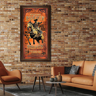 酒吧美式西部牛仔挂画赛马俱乐部复古怀旧美国乡村马术文化装饰画