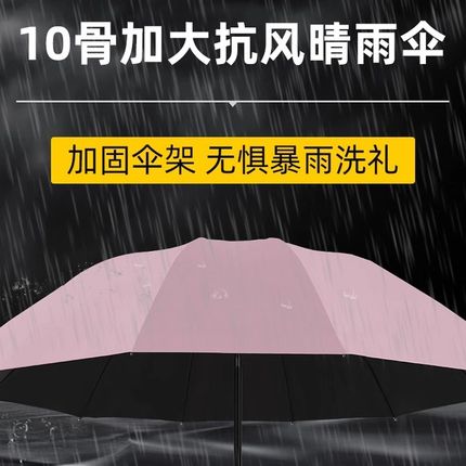 雨伞女晴雨两用手动折叠商务男女加固大号双人黑胶防晒遮阳太阳伞