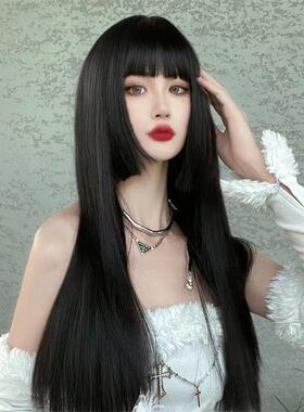 网红假发女UJD长式直发洛Lol发ita丽塔日公主切软妹黑色姬发长全