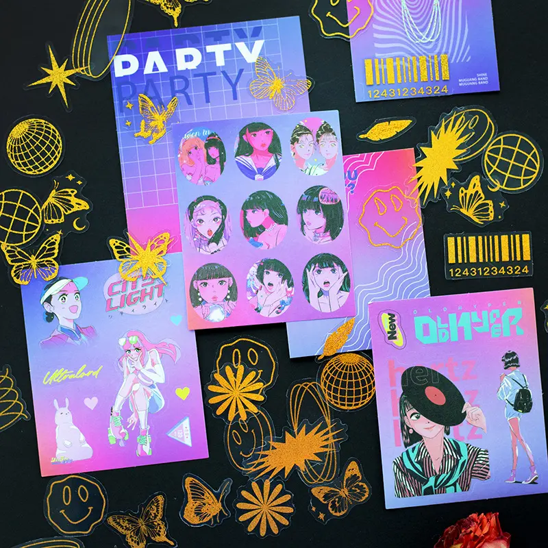 pet烫金贴纸素材包 星之协奏曲 ins手帐素材贴46枚入