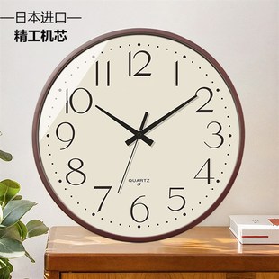 精工挂钟家用创意客厅t简约实木挂表时尚 日式 静音轻奢自动电波钟