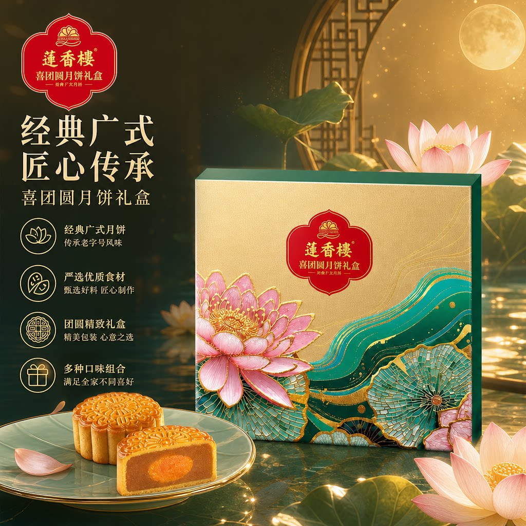 2026爆款广州莲香楼酒家莲香伴月月饼礼盒广式月饼中秋节礼品团购