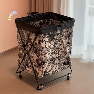 高颜值法式脏衣篓家用可折叠脏衣篮带轮浴室大容量收纳夹缝洗衣篮