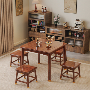 适宜家用全实木茶桌书桌餐桌阳台小型多功能办公桌娱乐方形泡茶台