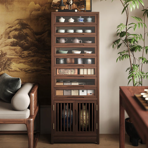 实木茶具柜文玩收纳柜子