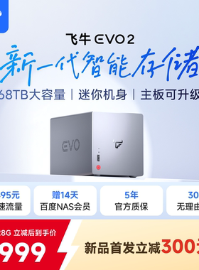 【新品】飞牛nas智能存储EVO 2双盘位N150家庭网络存储私有云主机手机扩容相册备份服务器硬盘