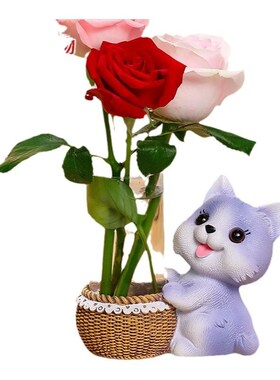 可爱兔子花瓶家居好物q房间飘窗女工位水培器皿办公室桌面装饰摆