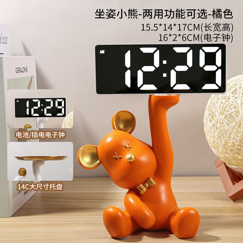 客厅卧室桌面电子数字闹钟新款时尚台式钟表摆放S台钟夜光时钟摆