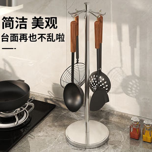 护家旋转挂钩锅铲置物架厨v房免打孔不锈钢汤勺铲X子台面挂架铲