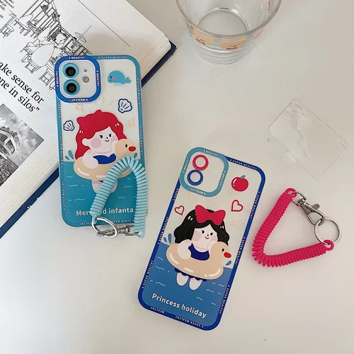 适用iphone15pro13瞳影透明壳14卡通12挂绳11promax