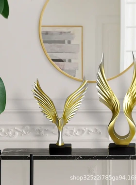 大鹏展翅创意家居玄关饰品摆件天使之翼办公室桌面装饰树脂工艺品