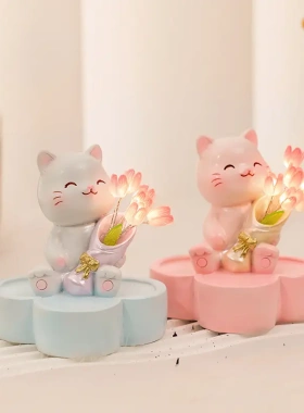 小猫咪郁金香手工生日礼物女生闺蜜送女朋友女孩高级感